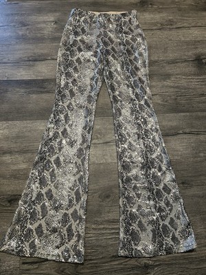 Day G Silver Sequin Snake Flare Panks Size Women s Medium NWT