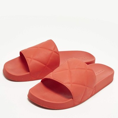 Bottega Veneta Size 46 Red Quilted Rubber Pool Slide | eBay