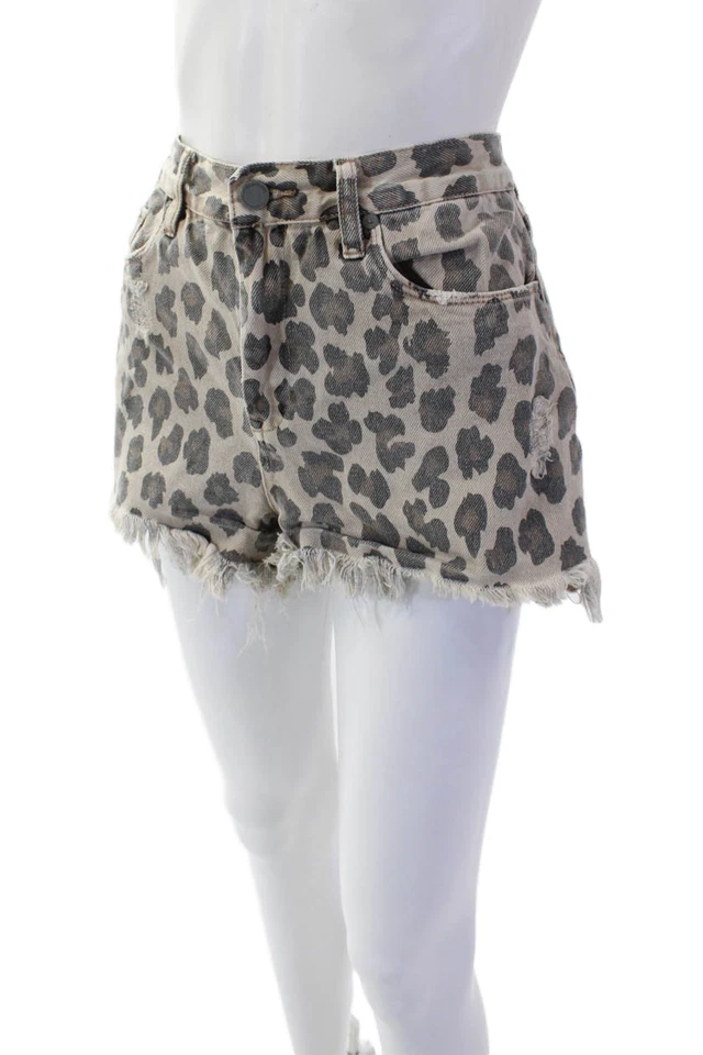 Pantalones Cortos Blank NYC Mujer Estampado Animal The Barrow Tiro Alto Beige Talla 30 EUR Foto 2 de 4