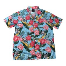 Batman Classic TV Series Hawaiian Camp Button Shirt Batman Surfing Floral Men M
