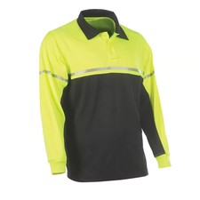 NWT LAWPRO LONG SLEEVE BIKE PATROL POLO HI-VIZ LIME AND BLACK LARGE SW1825