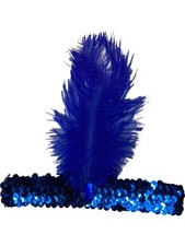 Roaring 20s Flapper Blue Sequin Headband Costume Accessory Set