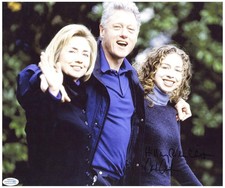 Hillary & Chelsea Clinton Signed 12x14 Photo w Bill ACOA