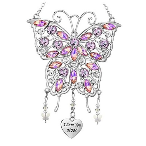 Mother's Day Rhinestones Butterfly Window Decor Wind Chime Hanging Ornament