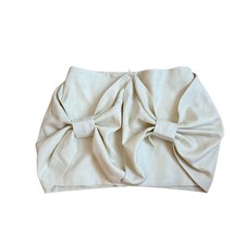 White Coquette Bow Mini Skirt - Structured Sculptural Design