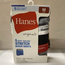 Hanes Originals Boys Tagless Stretch Boxer Briefs 5-Pack Size M 8-10 