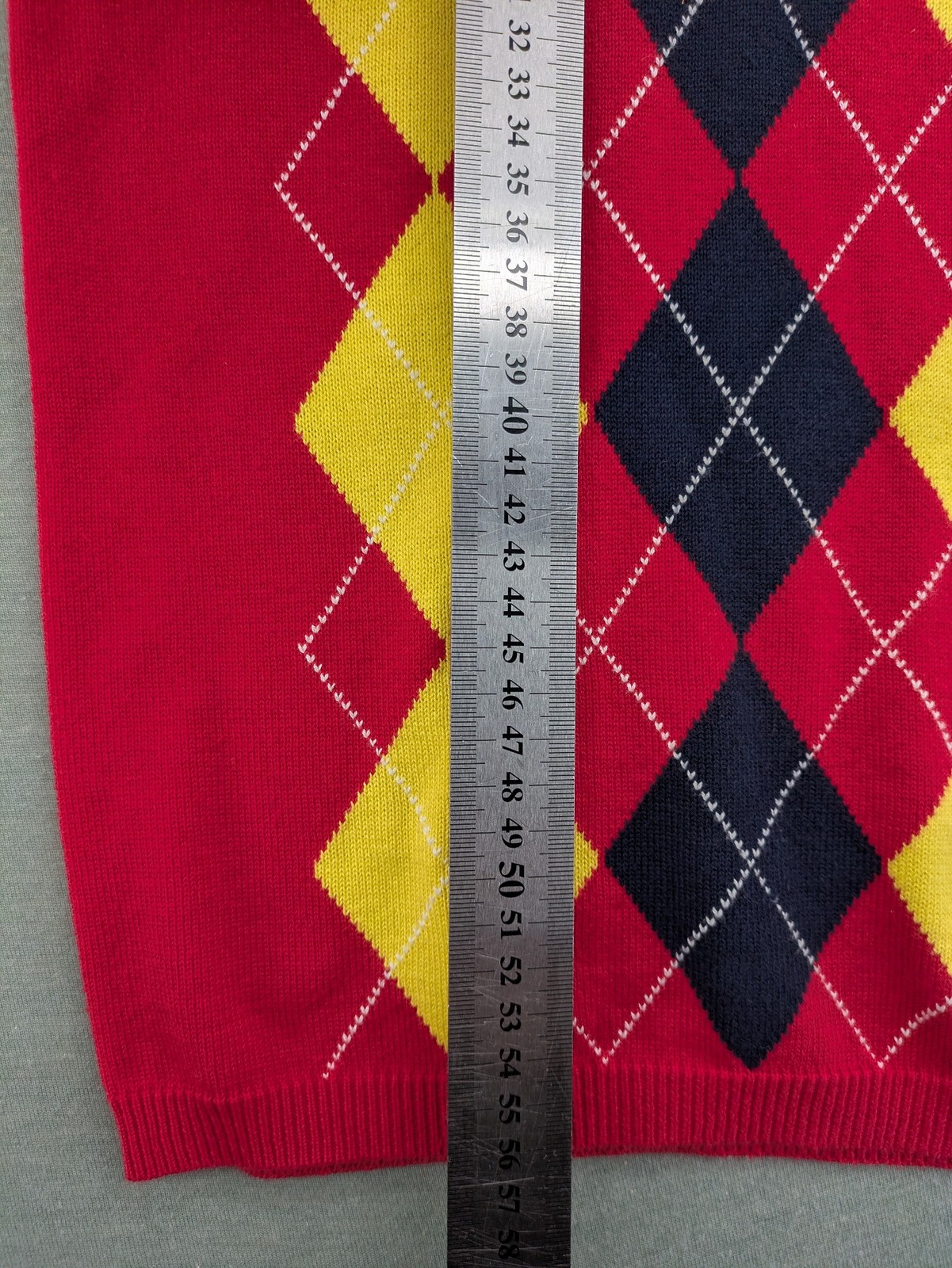 Mayser Damen Pullover Argyle Muster Kurzarm Gr M Rot Gelb Schwarz Baumwolle image 8