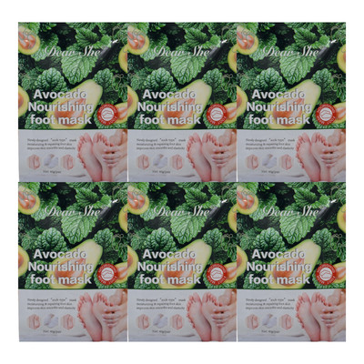 Avocado Nourishing Foot Mask (''Sock Type'') by Dear She, 40g (Pack of 6)