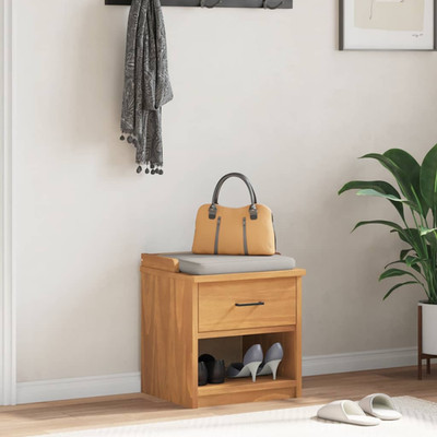Flurbank Akazienoptik massiv Kiefernholz 45x40x50 cm Stauraum mit Schublade oben offen