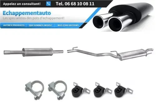 Ligne échappement centrale arrière complète pour VW Golf III 1.4 1.6 1.8