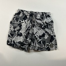 Nike Logo Collage All Over Print Black Swim Trunks Lining Shorts Men's Sz Small