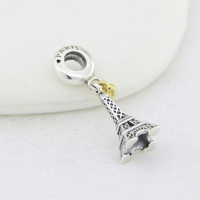 France Paris Eiffel Tower Golden Heart Pandora Charm Vocation & Travel Summer