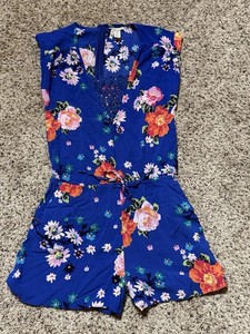 Matilda Jane Romper Womens Medium Out And About Hello Lovely Blue Multi Floral