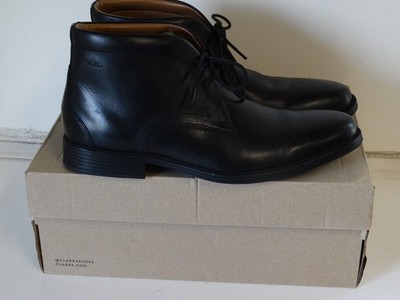 Clarks Mens Whiddon Mid Black Lace-Up Leather Oxfords 9.5 Medium