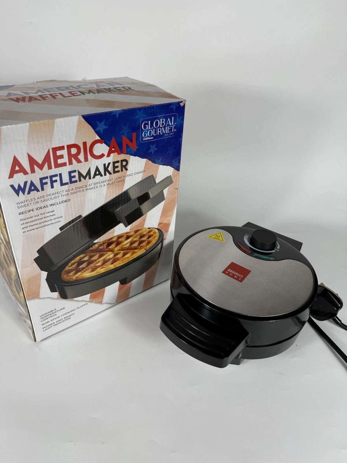 Global Gourmet - Full Size 700W American Waffle Maker Iron Machine Non-Stick