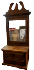 Antique Vintage Wooden Table Top/Wall Hanging Vanity Mirror With Draweres
