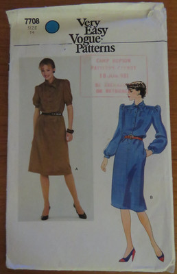 (1990 s) Vogue 7708 Schnittmuster Damen Pullover Kleid Schnitt Gr. 14 Komplett