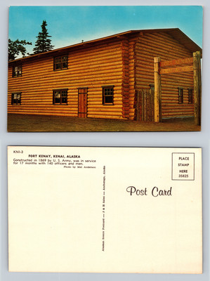 Fort Kenay Kenai Alaska Postcard Vintage Log Cabin Historical Landmark Photo