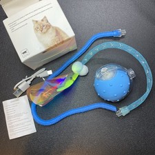 Interactive Cat Toy Balls, Automatic Rolling Cat Tease Ball with Bird Blue color