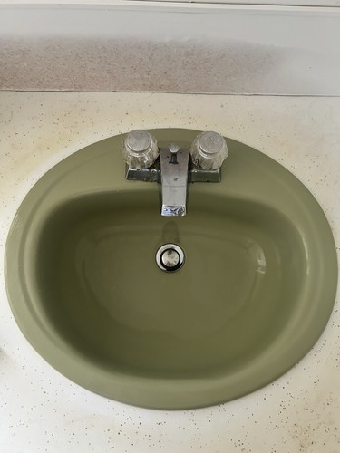 Retro Two Vintage Avocado Green Oval Drop-In Porcelain Bathroom Vanity Sinks MCM | eBay