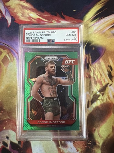Conor McGregor 2021 Panini Prizm UFC #30 Green Prizm PSA 10 GEM MINT