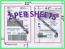 600 Perforated Rounded Corner Shipping Labels 2 Per Sheet-8.5 x 11-Self Adhesive