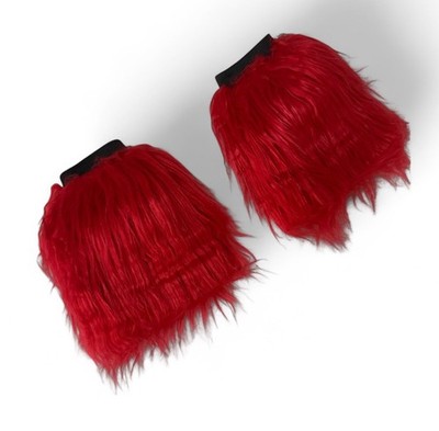 Red Hand Fur Arm Cuff Fluffies  Costume Fuzzy Hand Warmer Wristband Women Girl