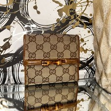 Gucci Beige and Brown Bamboo Wallet