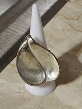 Adjustable Silver Tone Leaf Ring