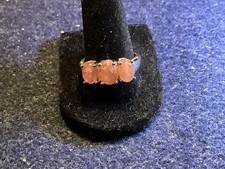 925 Sterling Silver 3 Rose Quartz Ring Size 9.25