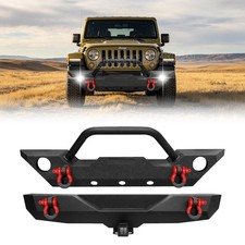 Heavy Steel Front Or Rear Bumper For 2007-2018 Jeep Wrangler Jk W2x Red D-rings