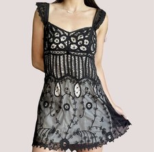 Betsey Johnson Dress Vintage Y2K Black Lace Goth Fairy Whimsygoth Whimsy Dainty