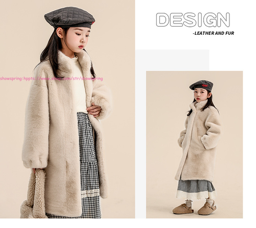 Girls Winter Dress Coat Windbreaker Kids Child Faux Fur Outerwear Warm Jacket - Picture 21 of 23