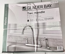 Glacier Bay Melina Two Handle Kitchen Faucet Side Sprayer Polished Chrome SEALED