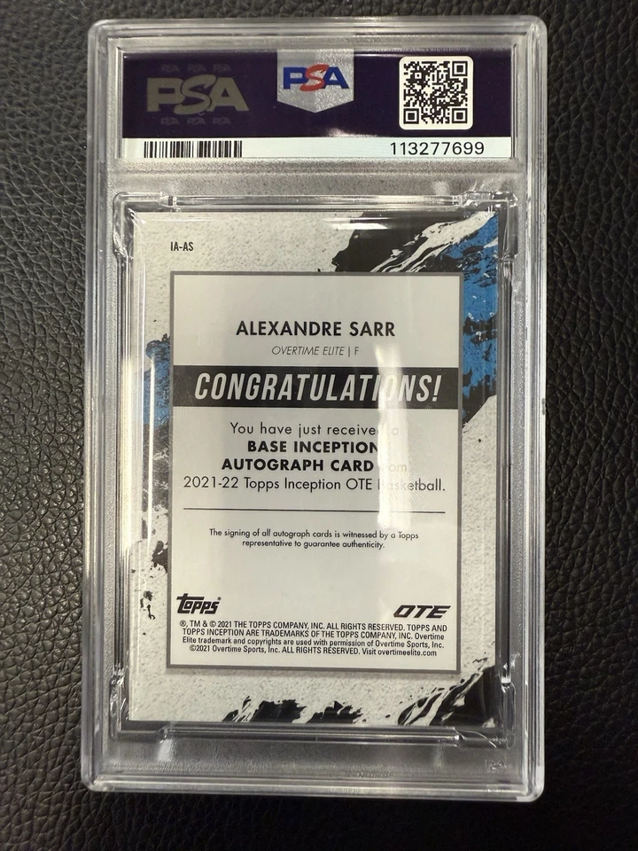 Alexandre Sarr 2021-22 Topps Inception OTE On-Card Auto Rookie #/200 PSA 10 - Image 2 of 2