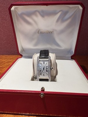 Cartier Tank Americaine 18kt White Gold Factory Diamond Automatic Watch WB7045L1