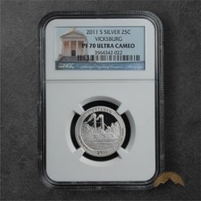 2011-S Silver Vicksburg Nat l Park Mississippi Quarter 25C - NGC PF70 UCAM - SF