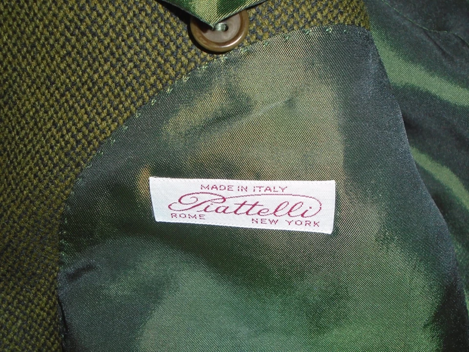 Casaco esportivo masculino PIATTELLI VERDE lã cashmere 44 L fabricado na Itália - Imagem 3 de 4
