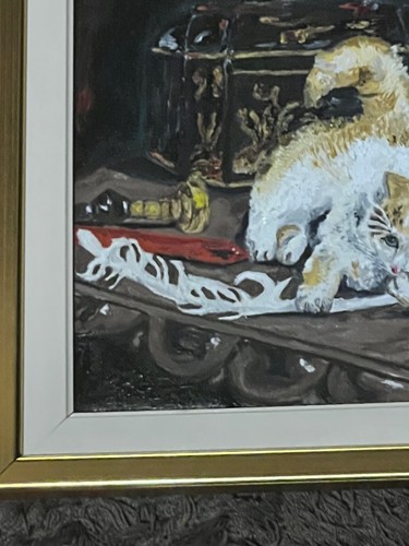 cat on the table oil painting oil on canvas - Picture 4 of 9