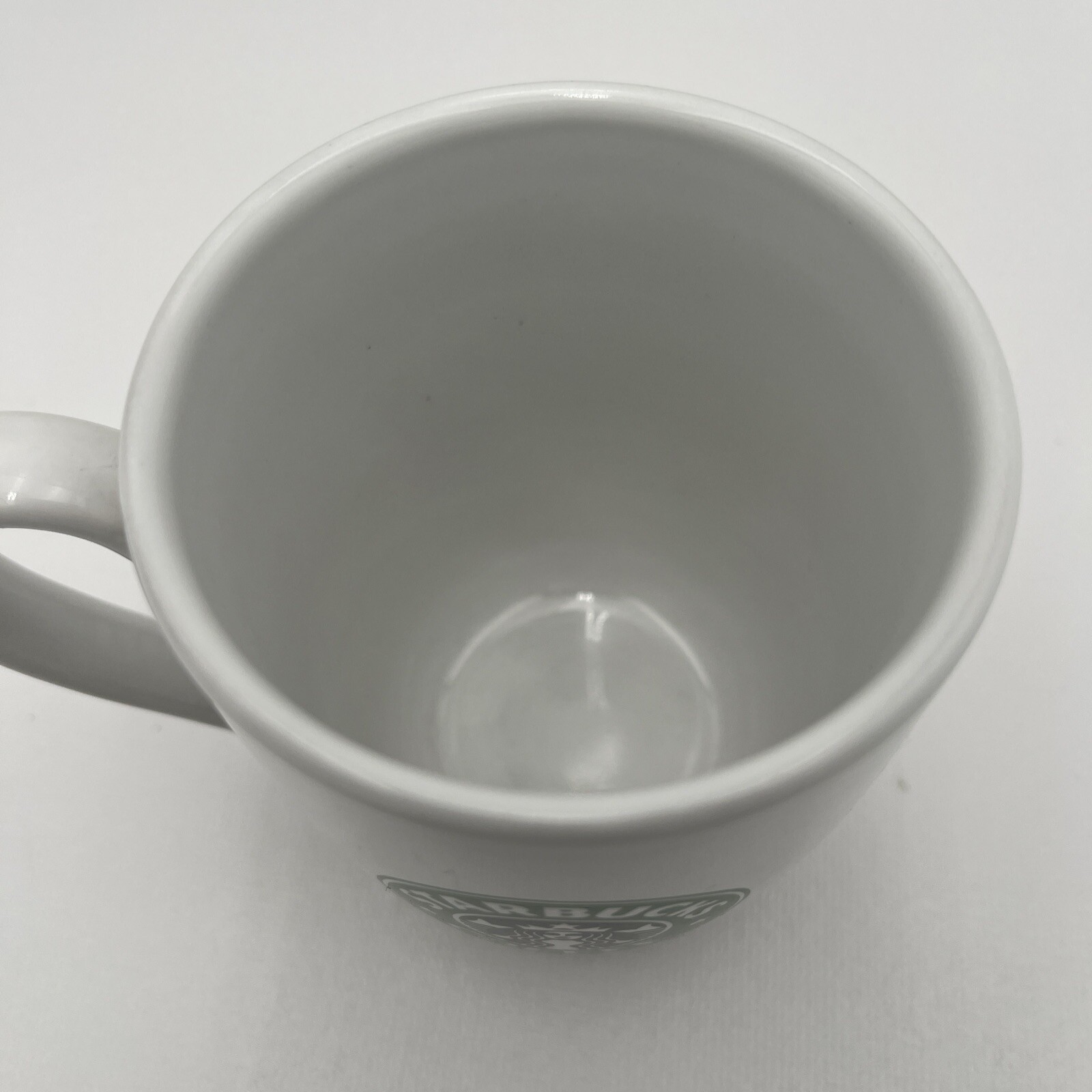 Starbucks 2008 White Barrel Ceramic 10.2 oz Coffee Mug