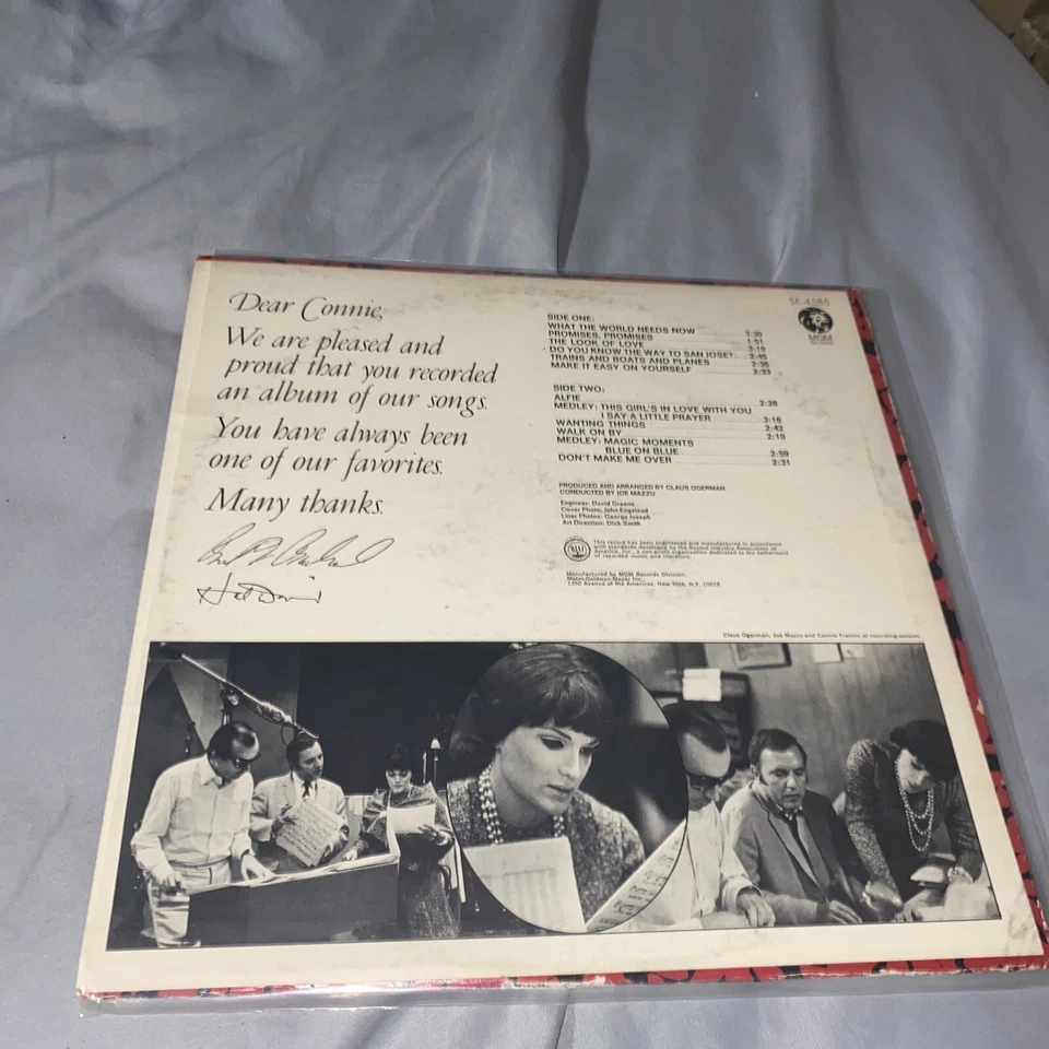 CONNIE FRANCIS "SINGS BACHARACH AND DAVID" MGM SE-4585 1968 LP VINYL RECORD - Image 2 of 3