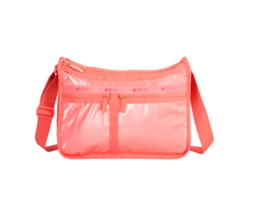 LeSportsac Coastal Dawn Patent Deluxe Everyday Bag, Peach Glow Pearlized Patent