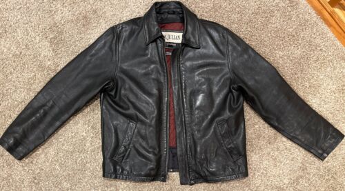 Wilson's Leather M. Julian Mens Jacket Coat Black Bomber Size M Medium Distress - Afbeelding 1 van 5
