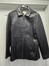 Woman's Merona Black Genuine Leather Jacket Size Small ~ Very Nice!
