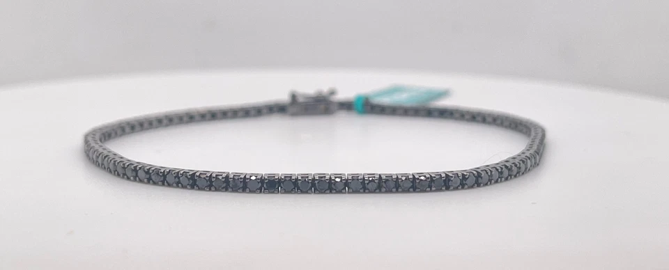 EFFY 14K White Gold 2.25ctw Black Diamond Tennis Bracelet 7.25" - Image 3 of 4