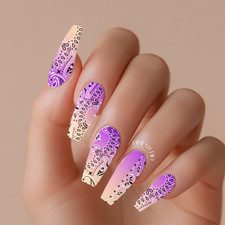 Peach Purple Classic Bandana Paisley Nail Decals  Water Transfer Nail Wraps