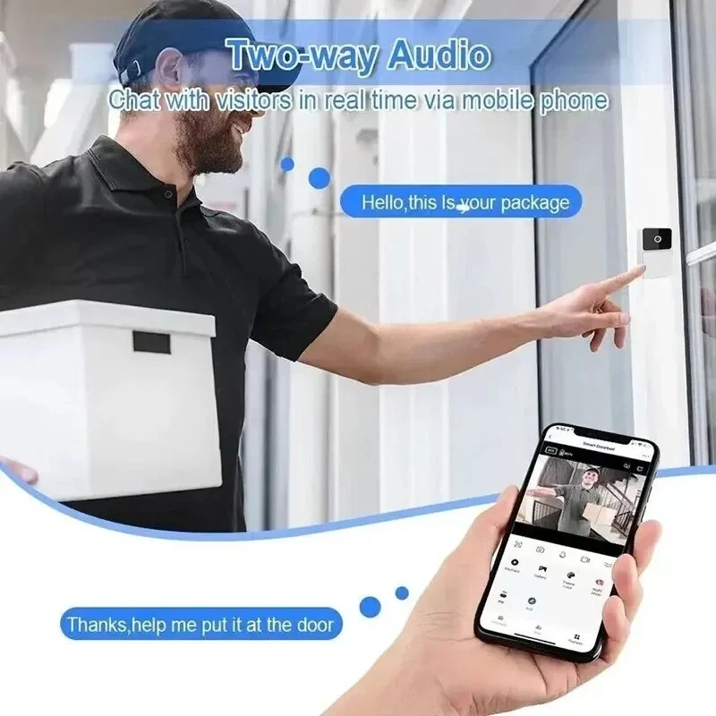Interphone Vidéo Sonnette Sans Fil Étanche app Caméra WiFi Accueil Sécurité Neuf - Photo 3/4