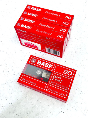 5 pcs BASF Ferro Extra I 90 Type I Audio MC Cassette Tape's C90 neu/ovp! SEALED!