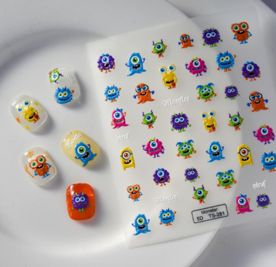 5D Cartoon Monsters Goblin Germ Bacteria Nail Stickers Self-adesive NH23