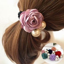 Hair Rope Hair Bands Fashion Women Rose Elastic Imitation Pearls Flower